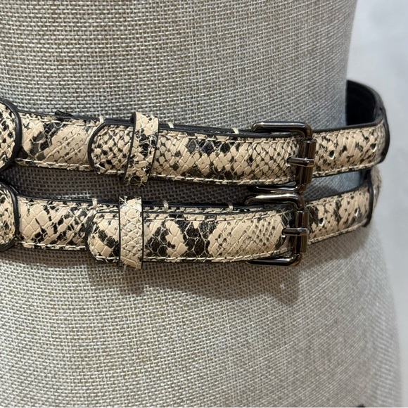 BCBGMaxAzria Black and cream snake print belt, Sz S - Picture 7 of 9